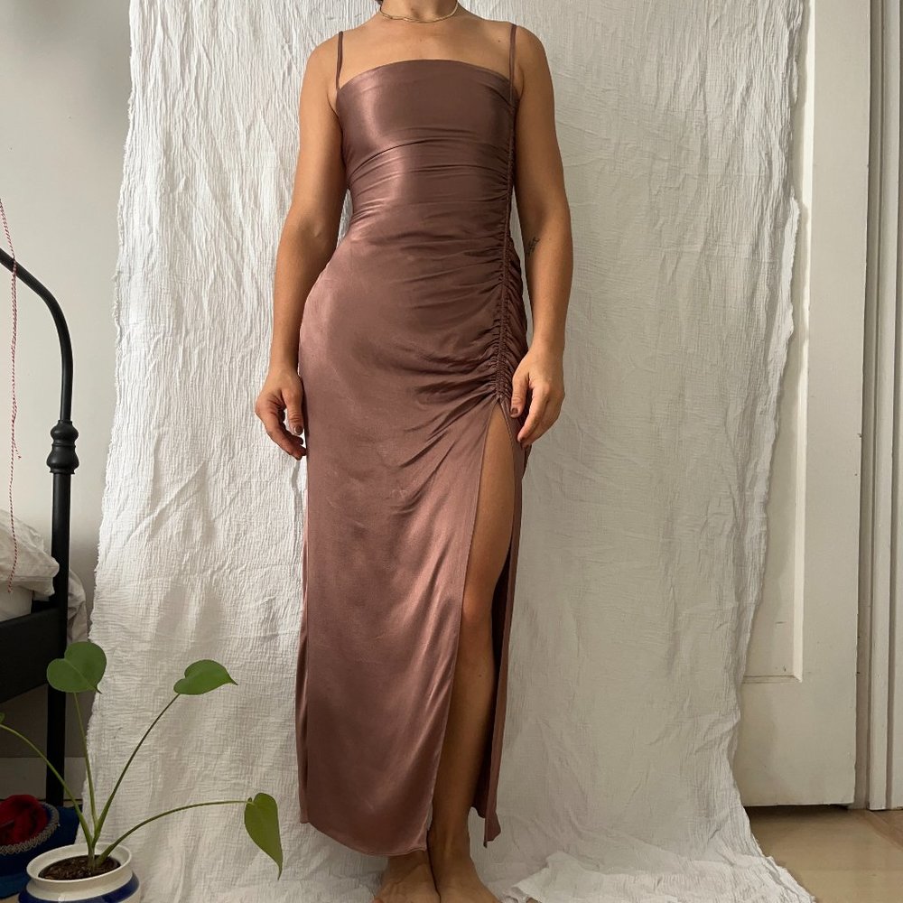 Shona Joy La Lune Ruched Midi Dress